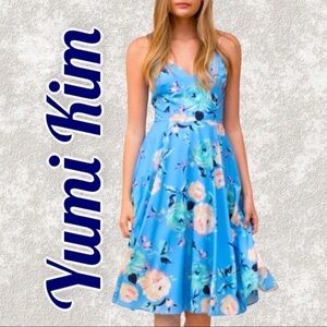 YUMI KIM Moonlight Dress Sky Blue Rose Garden, Size Large